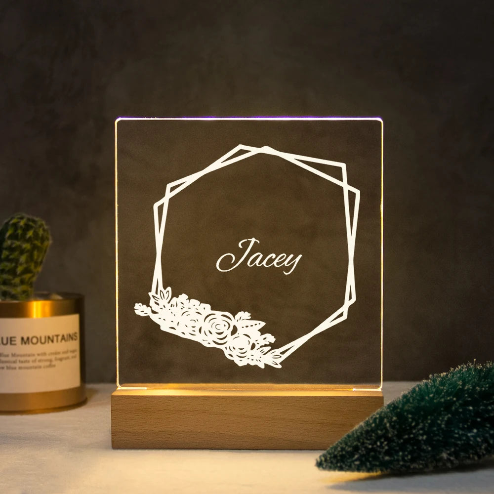 Drop Shipping Personalized Nightlight USB LED Customized Name 3D Lamp Decoration Bedroom Toys Birthday For Baby Children Gift