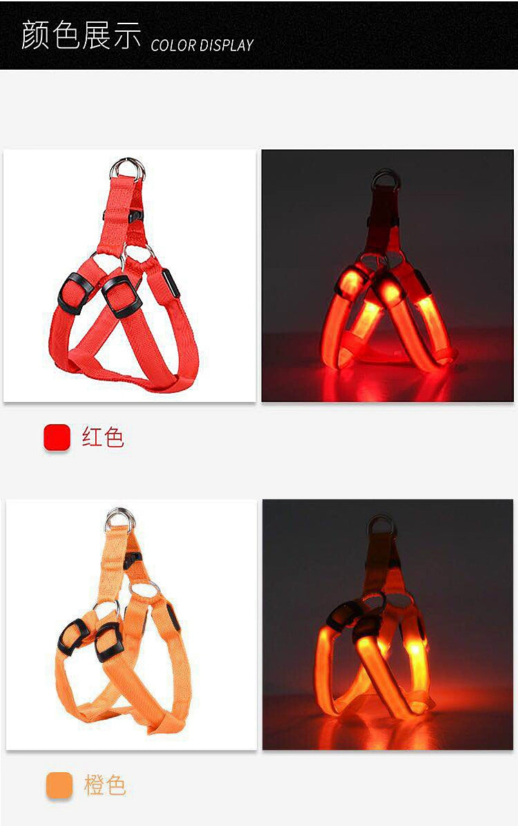 Dog Hand Holding Rope Vest Led Luminous Chest and Back Teddy Chain Summer Luminous Dog Leash Small USB Charging