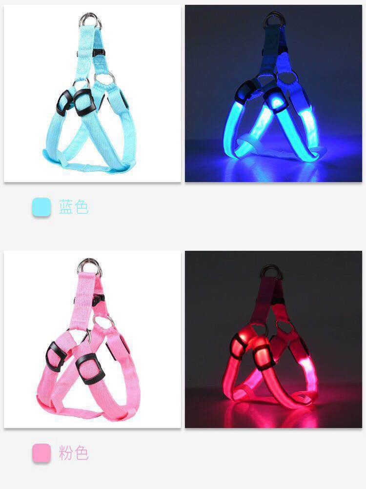 Dog Hand Holding Rope Vest Led Luminous Chest and Back Teddy Chain Summer Luminous Dog Leash Small USB Charging