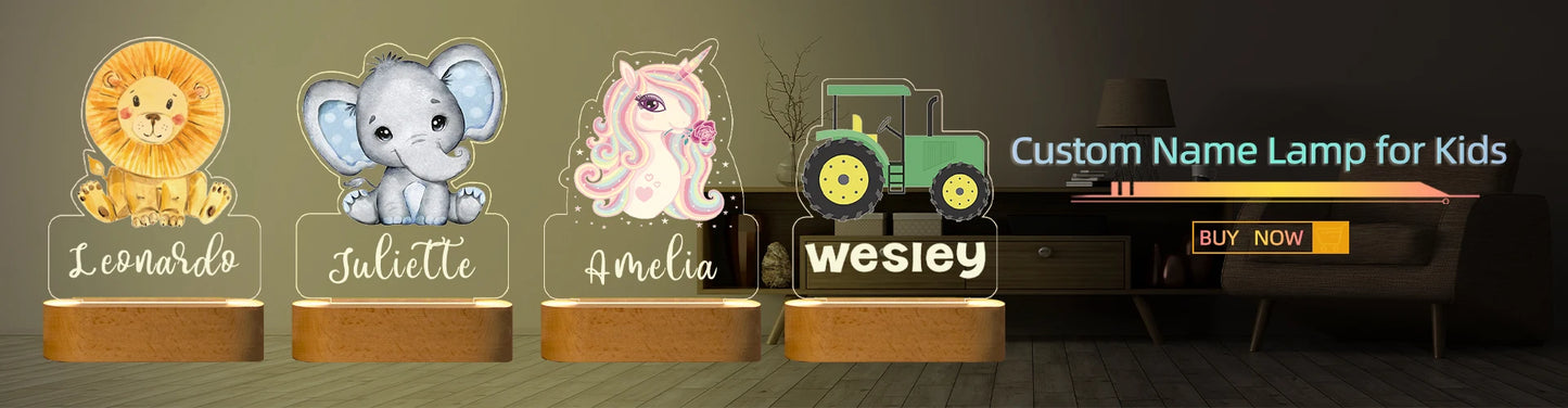 Drop Shipping Personalized Nightlight USB LED Customized Name 3D Lamp Decoration Bedroom Toys Birthday For Baby Children Gift