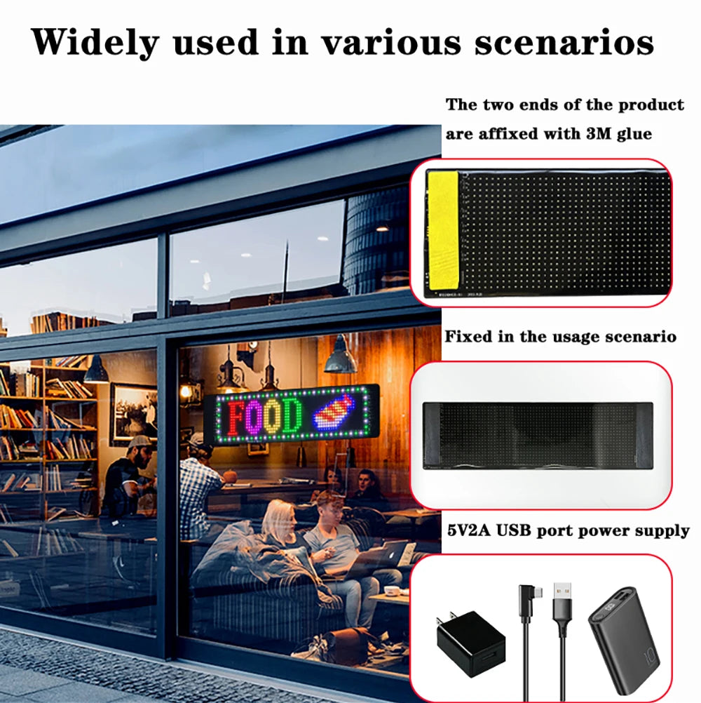LED Matrix Pixel Flexible Panel LED Sign Display USB For Car Windows Bright Programmable Bluetooth App Control Logo Light