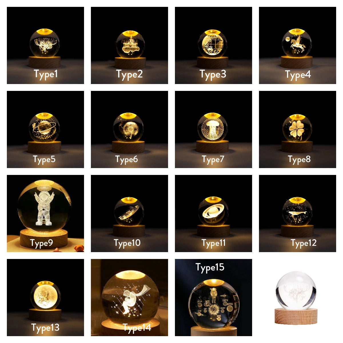 3D Crystal Ball Lamp 6CM Diameter USB Power Table Desk Lamps Moon Earth Planet Galaxy Night Light Xmas Gifts Home Bedroom Decor
