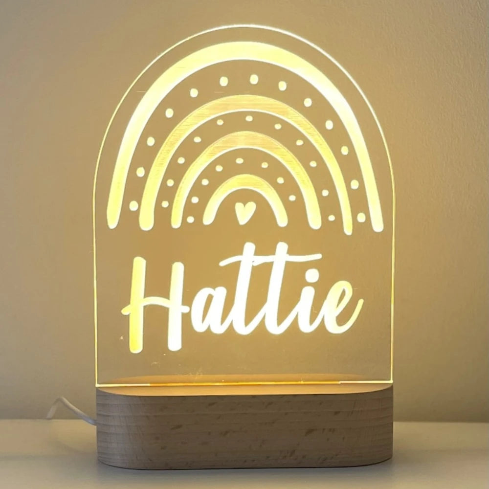 Customized Nursery Name Star Moon Fairy Rainbow Cloud LED USB night Light For Children Baby Room Decoration Lamp for Kids