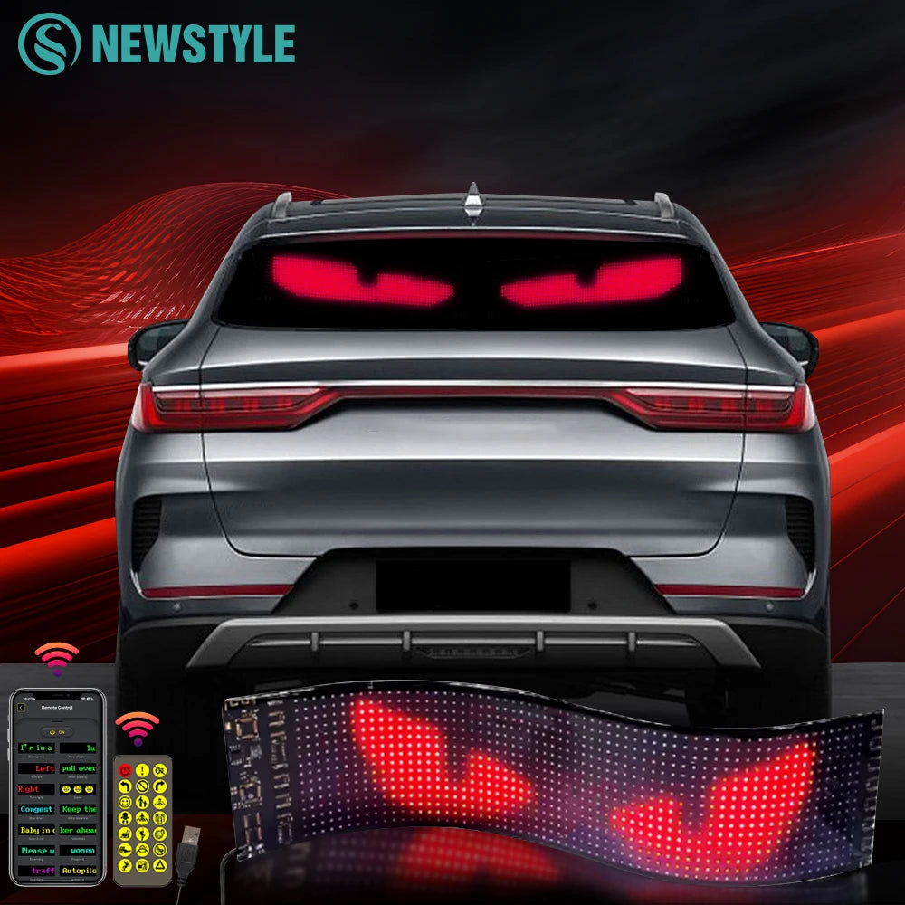 LED Matrix Pixel Flexible Panel LED Sign Display USB For Car Windows Bright Programmable Bluetooth App Control Logo Light