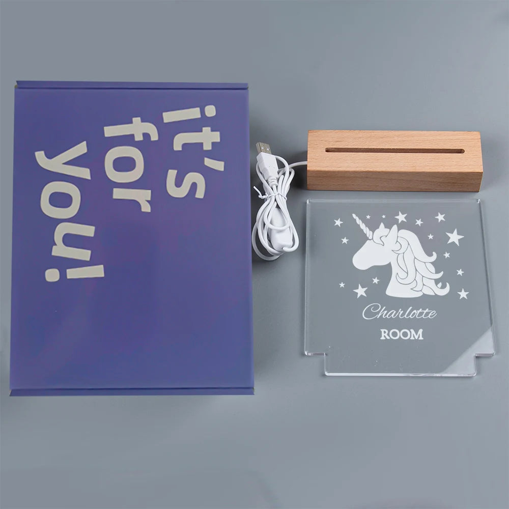 Drop Shipping Personalized Nightlight USB LED Customized Name 3D Lamp Decoration Bedroom Toys Birthday For Baby Children Gift