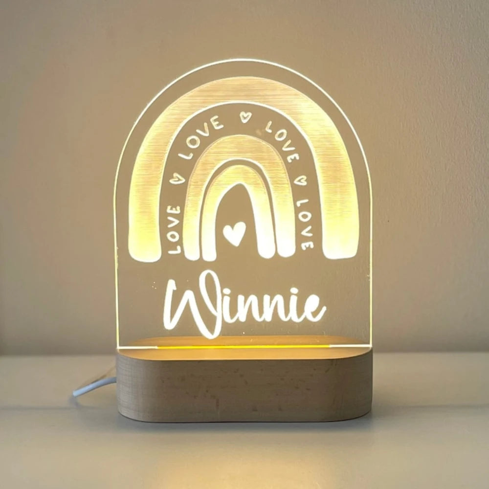 Customized Nursery Name Star Moon Fairy Rainbow Cloud LED USB night Light For Children Baby Room Decoration Lamp for Kids