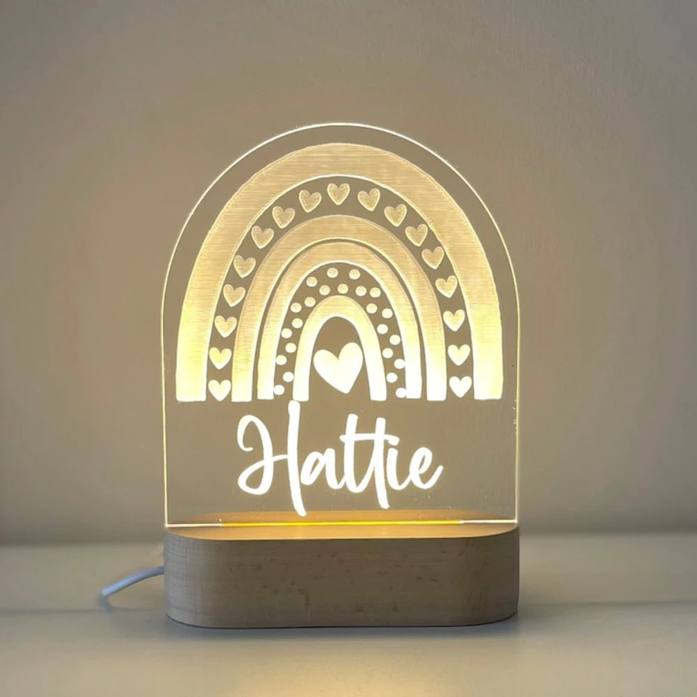 Customized Nursery Name Star Moon Fairy Rainbow Cloud LED USB night Light For Children Baby Room Decoration Lamp for Kids