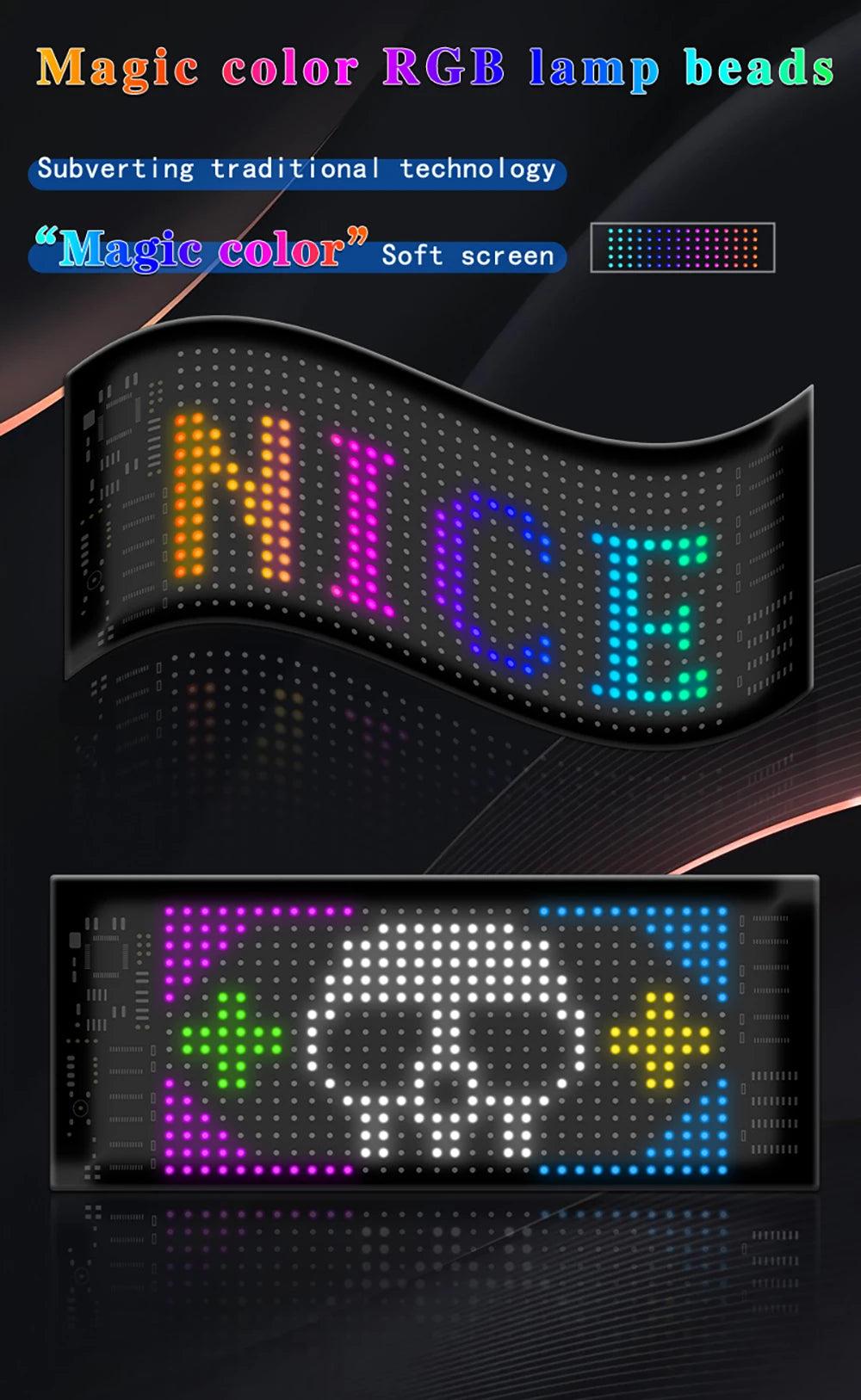 LED Matrix Pixel Flexible Panel LED Sign Display USB For Car Windows Bright Programmable Bluetooth App Control Logo Light
