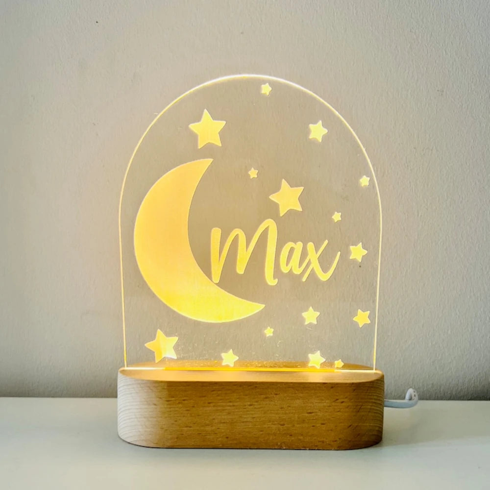 Customized Nursery Name Star Moon Fairy Rainbow Cloud LED USB night Light For Children Baby Room Decoration Lamp for Kids