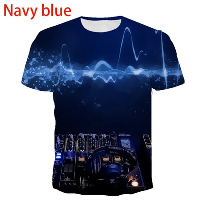 3 Style Unisex Night Club DJ Keyboard T Shirts 3D Print Music Instrument Hip Hop Party DJ Tees Casual Tops XS-5XL