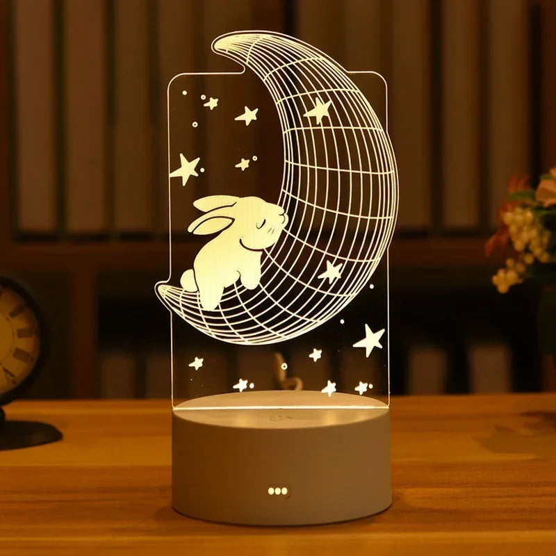 2024 New Night Light Creative Acrylic Bedroom Bedside LED Table Lamp Wedding Birthday Holiday Event Gift Christmas Gifts