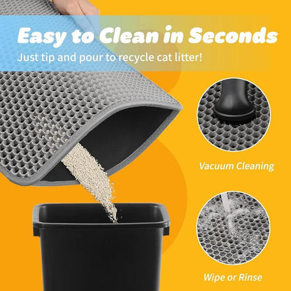 Cat Litter Mat Non Slip Big Pet Litter Box Filter Mat Double Layer Wear Resistant Waterproof Cat Litter Mat Pet Clean Supplies