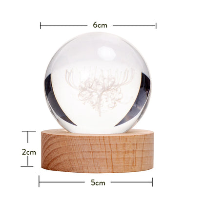 3D Crystal Ball Lamp 6CM Diameter USB Power Table Desk Lamps Moon Earth Planet Galaxy Night Light  Xmas Gifts Home Bedroom Decor