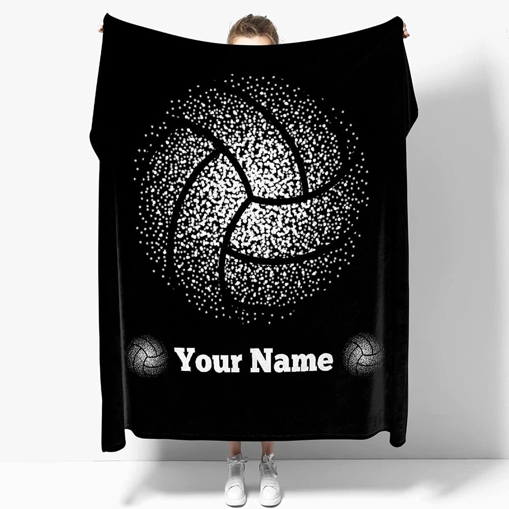 Personalized Blanket with Name for Girl and Boy, Custom Volleyball Custom Text Flannel Throw Blanket, Best Good Birthday Gifts