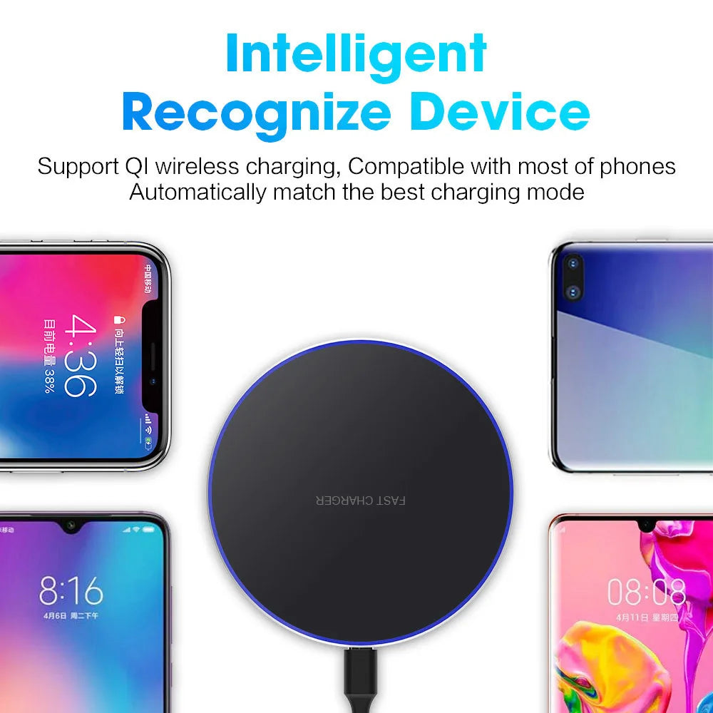 30W Wireless Charger Pad USB Fast Charging Pad Station Quick Charge QC 3.0 For IPhone 15 14 13 12 11 XS XR X 8 SE Samsung Xiaomi