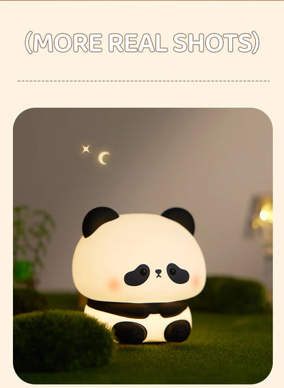 Panda LED Night Light Cute Silicone Night Light USB Rechargeable Touch Night Lamp Bedroom Timing Lamp Decoration Children's Gift