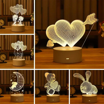 2024 New Night Light Creative Acrylic Bedroom Bedside LED Table Lamp Wedding Birthday Holiday Event Gift Christmas Gifts