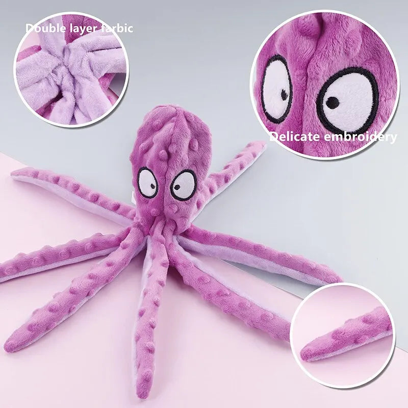 Plush Dog Toys Octopus Squeaky Dog Toys For Teething Soft Durable Interactive Dog Chew Toys For Puppies