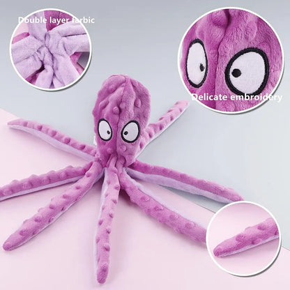 Plush Dog Toys Octopus Squeaky Dog Toys For Teething Soft Durable Interactive Dog Chew Toys For Puppies