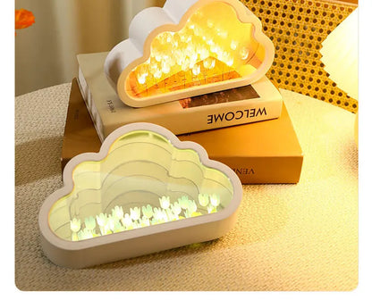 Handmade DIY Tulip Flower Sea Night Atmosphere Lamp Clouds Tulip Lamp LED Night Light Mirror Table Lamp Bedroom Decor Lights New