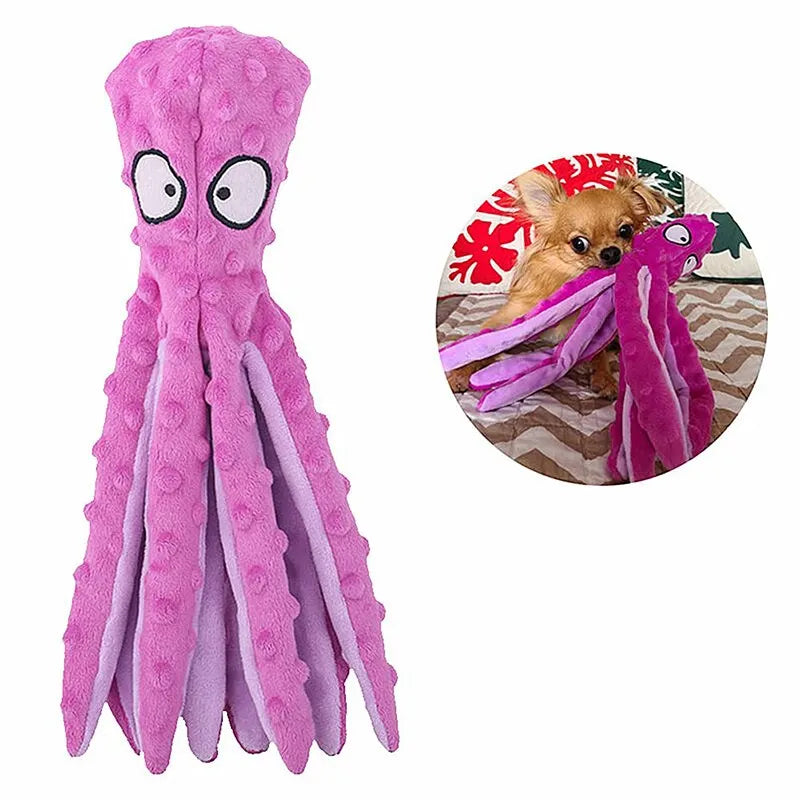 Plush Dog Toys Octopus Squeaky Dog Toys For Teething Soft Durable Interactive Dog Chew Toys For Puppies