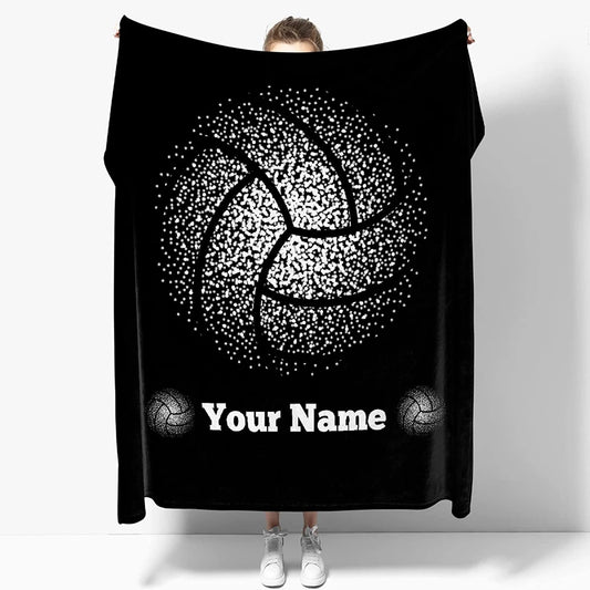 Personalized Blanket with Name for Girl and Boy, Custom Volleyball Custom Text Flannel Throw Blanket, Best Good Birthday Gifts