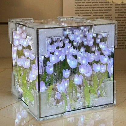 Creative Diy Tulip Flower Sea Cube Three-Dimensional Small Night Lamp Material Package for Girlfriend Couple Girlfriend Gift NEW