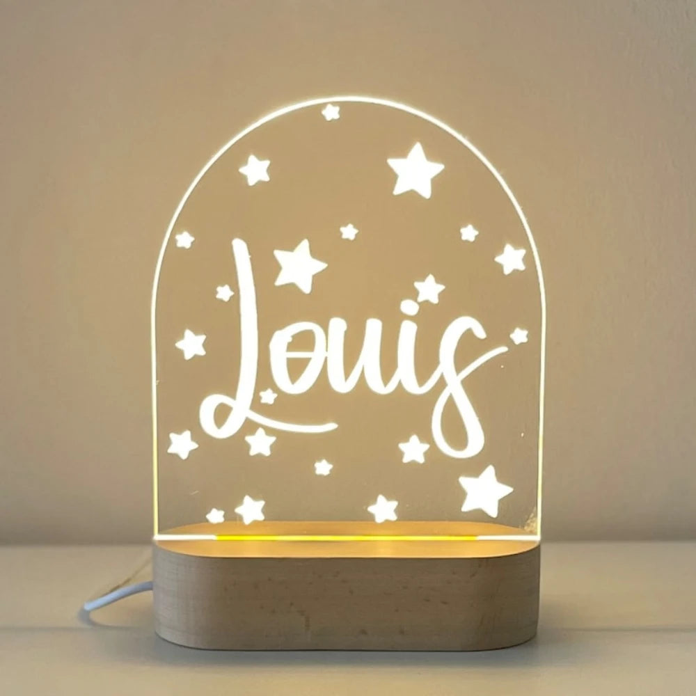 Customized Nursery Name Star Moon Fairy Rainbow Cloud  LED USB night Light For Children Baby Room Decoration Lamp for Kids