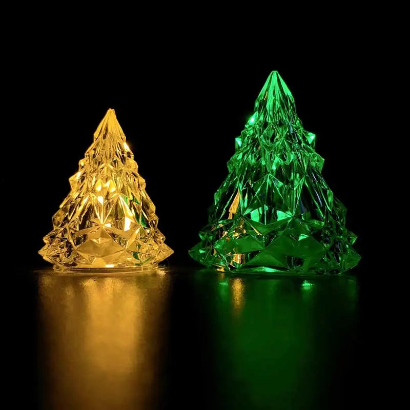 LED Crystal Night Light Christmas Tree Lantern Iceberg Warm WhiteTable Lamp Button Battery Home Party Xmas Decoration