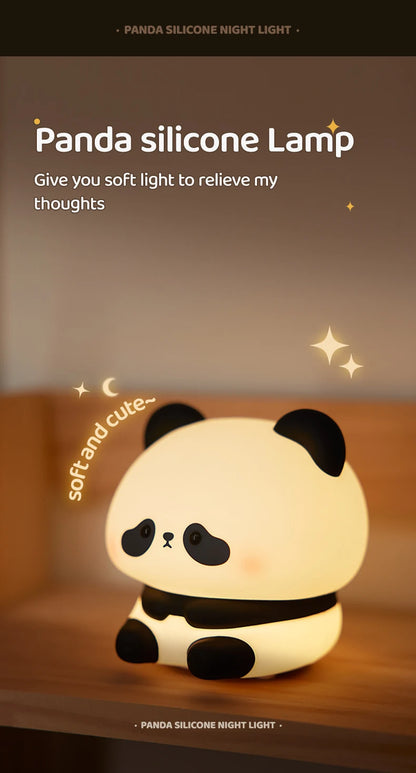 Panda LED Night Light Cute Silicone Night Light USB Rechargeable Touch Night Lamp Bedroom Timing Lamp Decoration Children's Gift