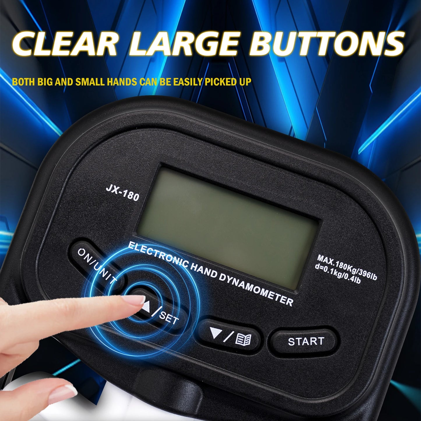 Digital Hand Dynamometer Grips Strength Trainer Electronic Tester Meter Gauge Measurer USB LCD Screen Sport Home School