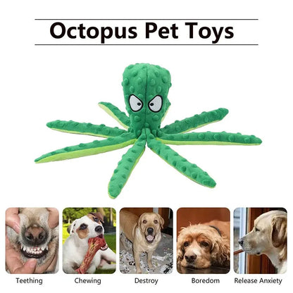 Plush Dog Toys Octopus Squeaky Dog Toys For Teething Soft Durable Interactive Dog Chew Toys For Puppies