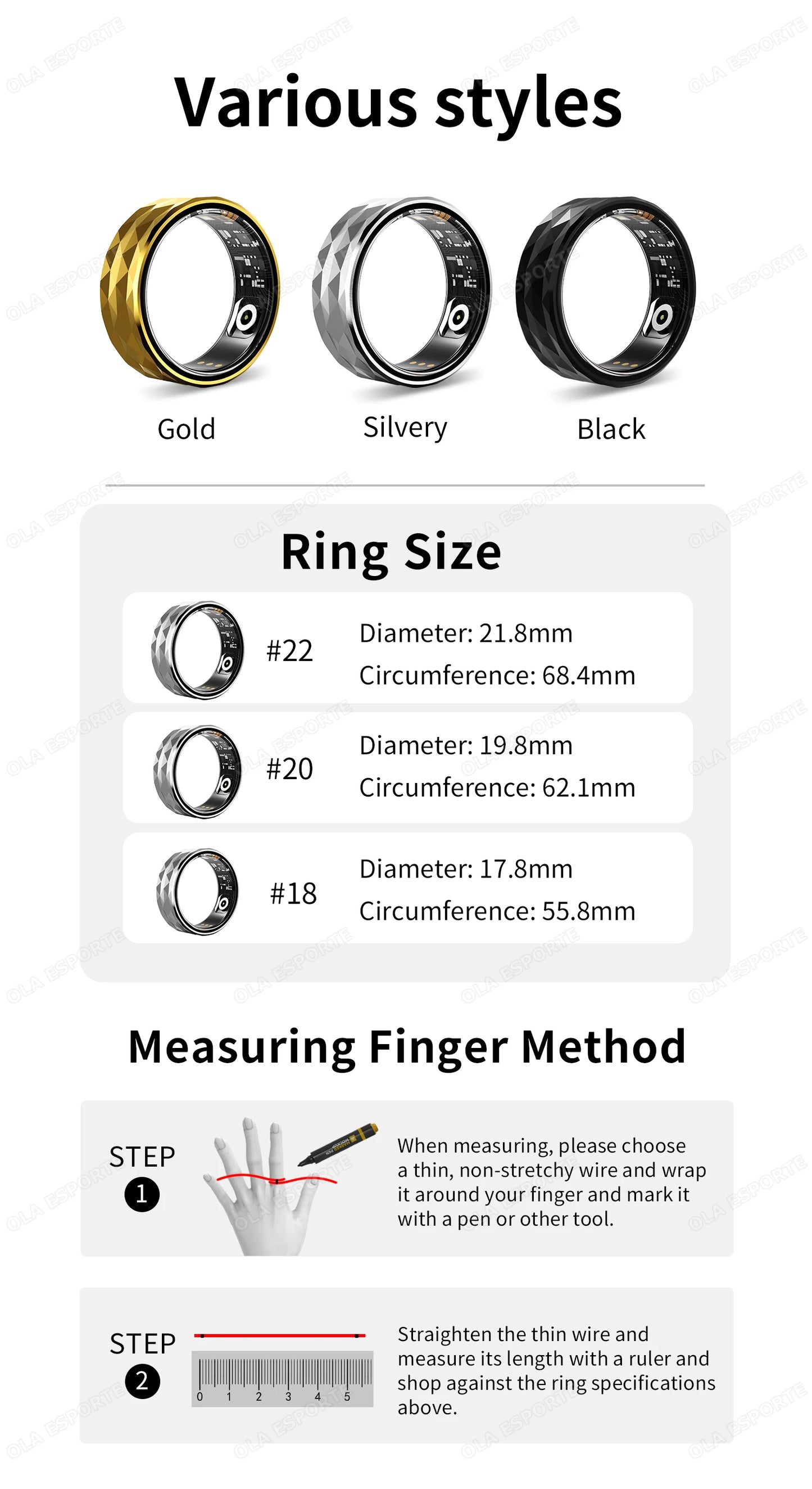 For Xiaomi Smart Ring Men Women Military Grade Titanium Steel Shell Health Monitoring IP68 & 3ATM Waterproof Multi-sport Modes