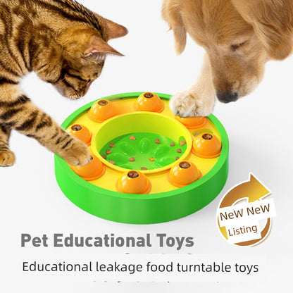 Dog Cat Food Leakage Turntable Educational Toys Consume Physical Strength Self-Heating Relieving Stuffy Handy Gadget Snacks Slow Food PET Intelligence