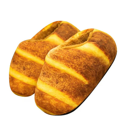 Personalized Creative Simulation Bread Toast Cotton Slippers Pack Heel Home Soft Non-slip Warm Breathable Indoor Plush Shoes